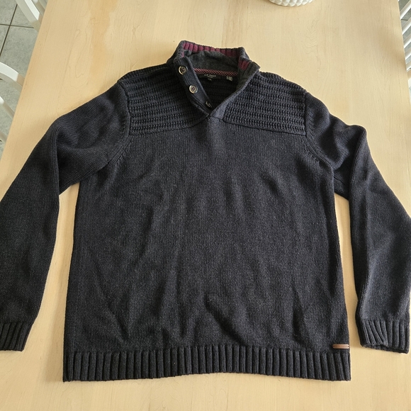 Ted Baker Navy Zip Up Sweater - Picture 5 of 13